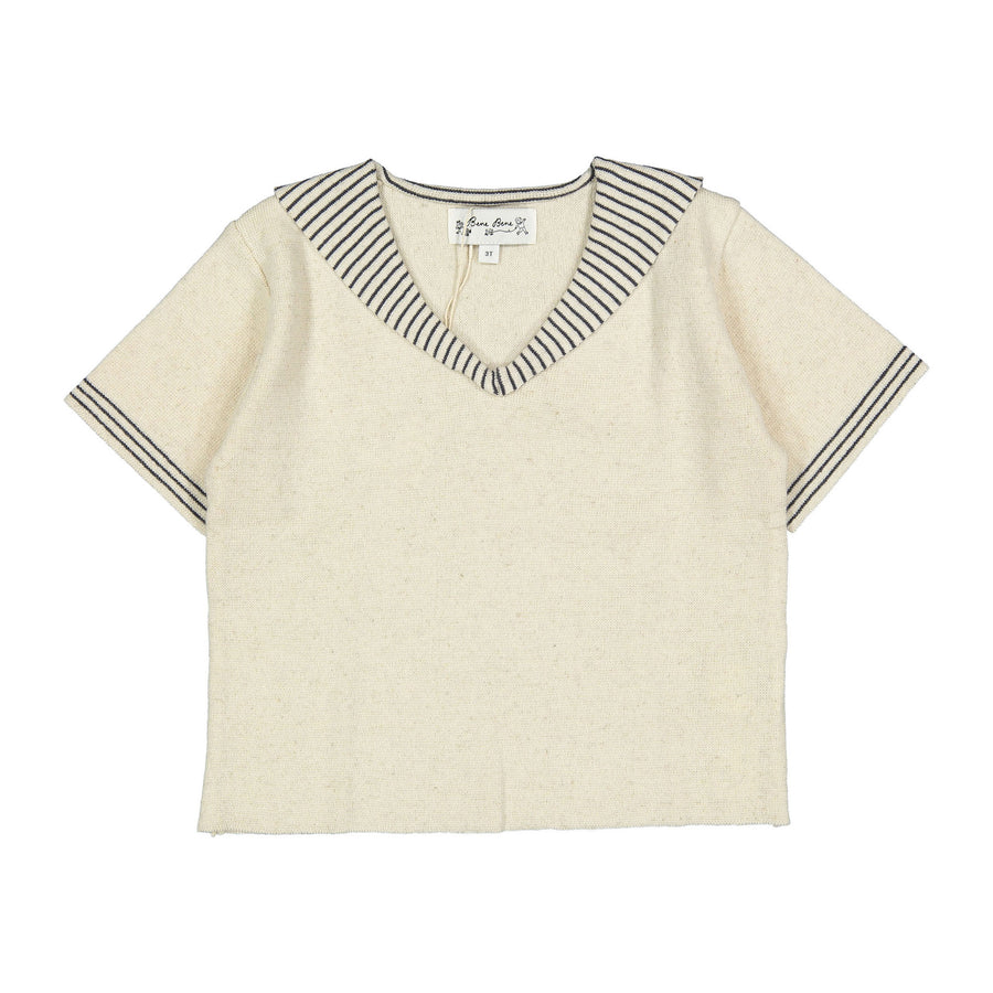 Bene Bene Beige Marine Collar Knit T-shirt