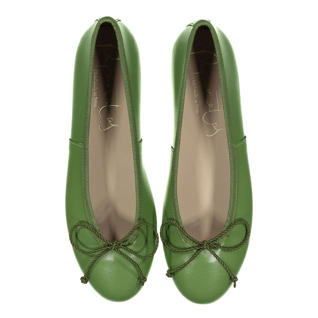 Papanatas Green Leather Ballet Flat