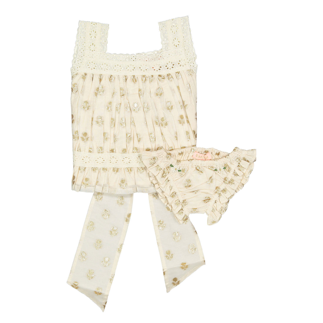 Bonjour Ecru Chanderi Top & Panty Set
