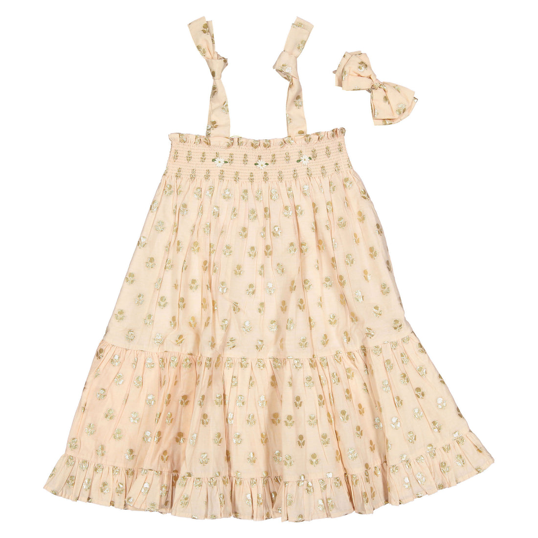 Bonjour Light Pink Chanderi Skirt Dress + Hairclip