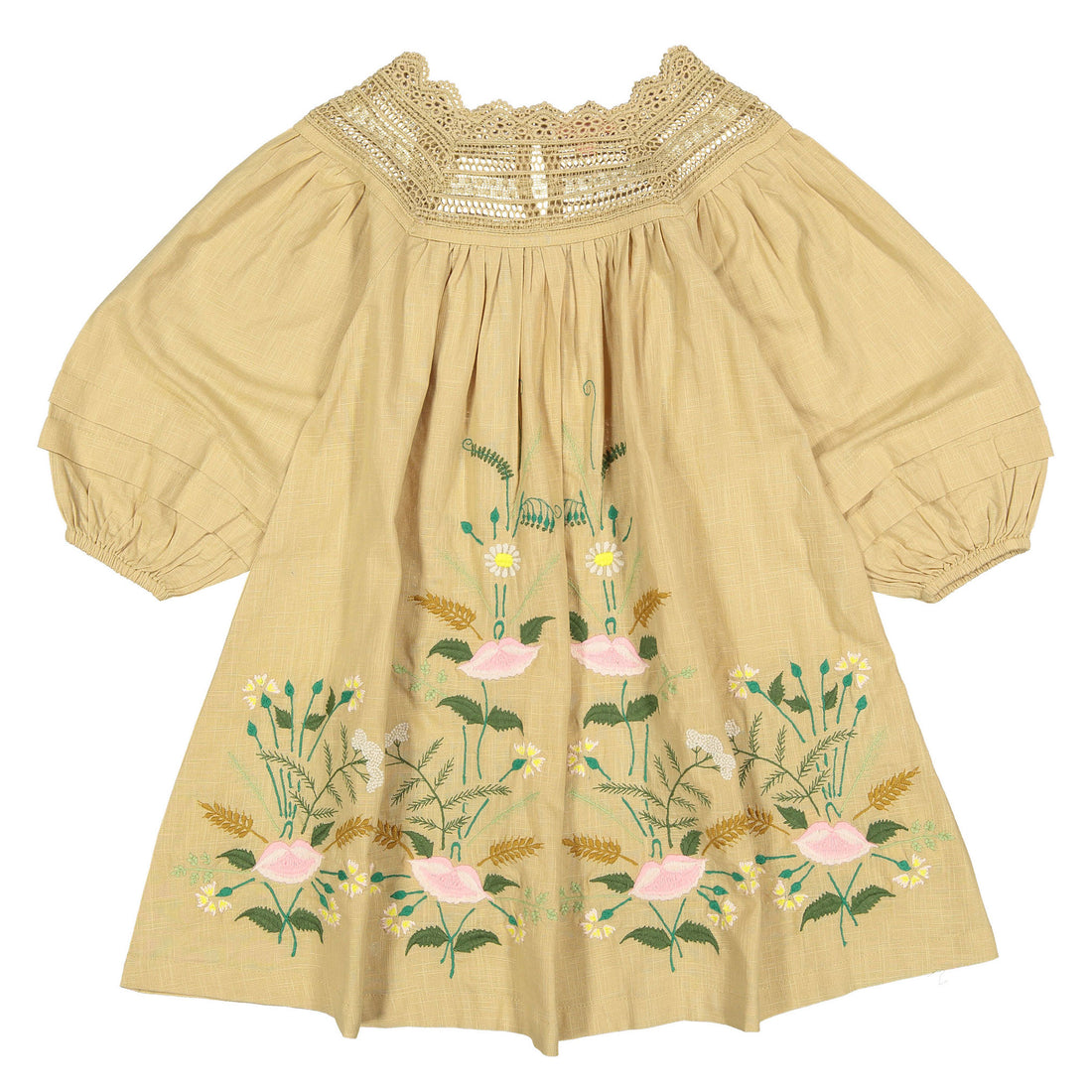 Bonjour Solid Straw Cotton Slub Dress