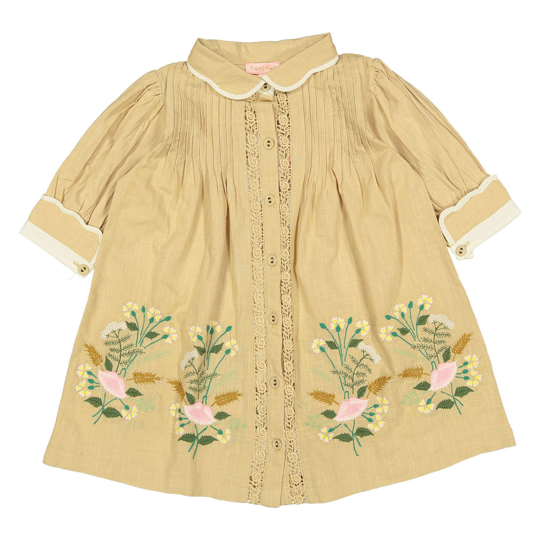 Bonjour Solid Straw Cotton Slub Tunique