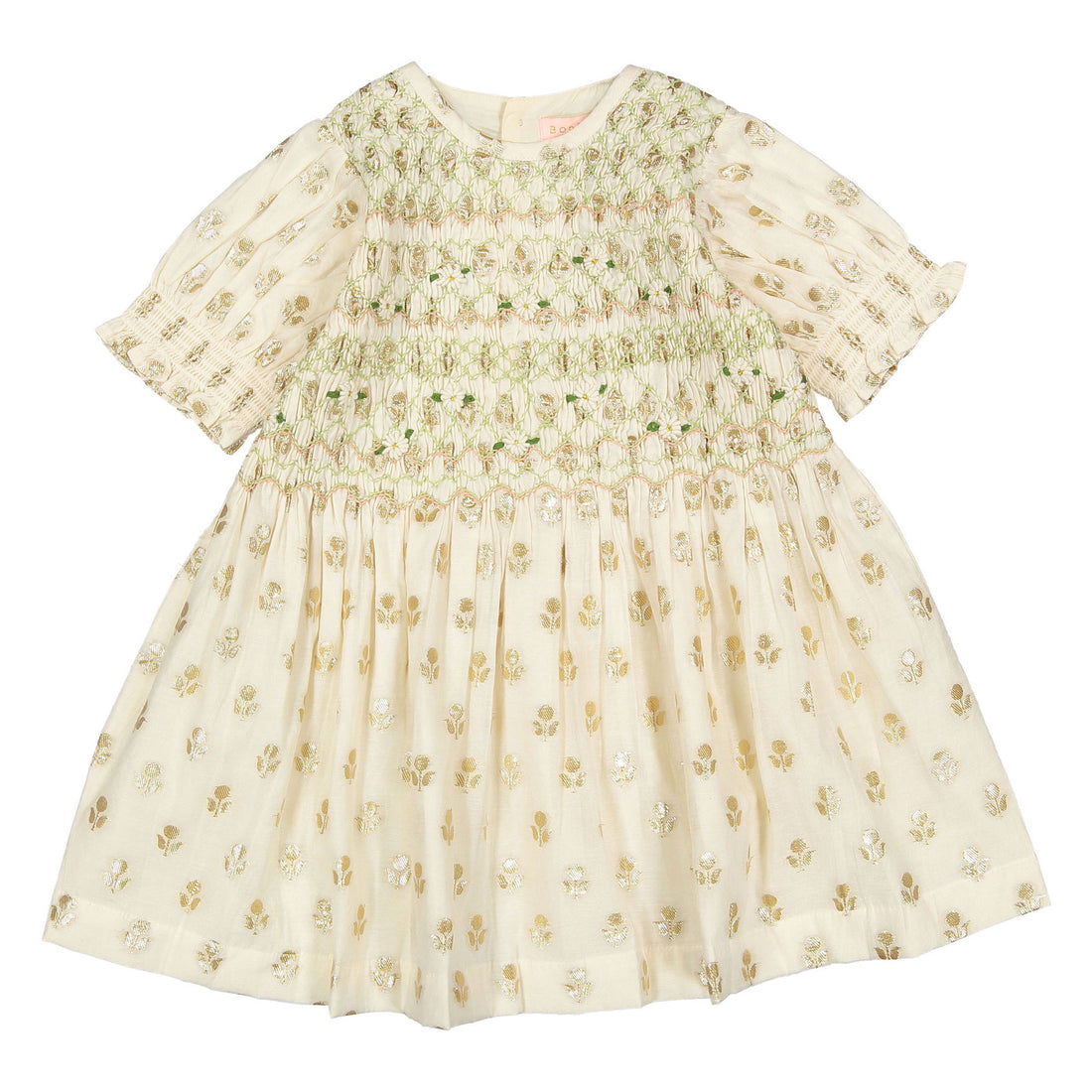 Bonjour Ecru Chanderi Smocks Blouse