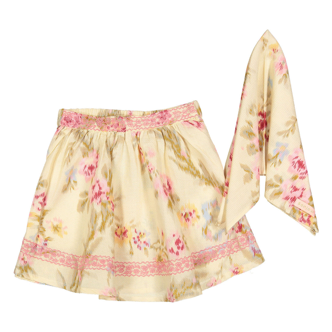 Bonjour Antoinette Print Pique Skirt With Scarf