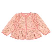 Bonjour Rosa Bloom Print Denim Reversible Quilted Jacket