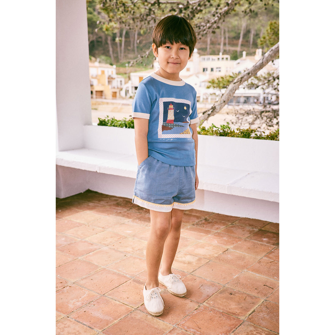 Misha and Puff Blue Slate Lighthouse Collage Ringer Tee – Ladida
