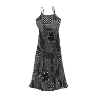Ava and Lu Black Geomtric Pleated Slip Dress