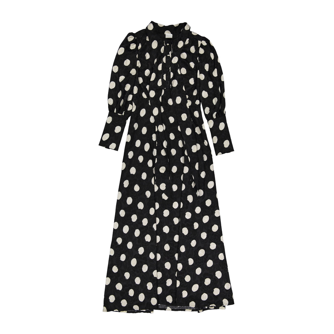 A4 Black Polka Dot Tie Neck Dress