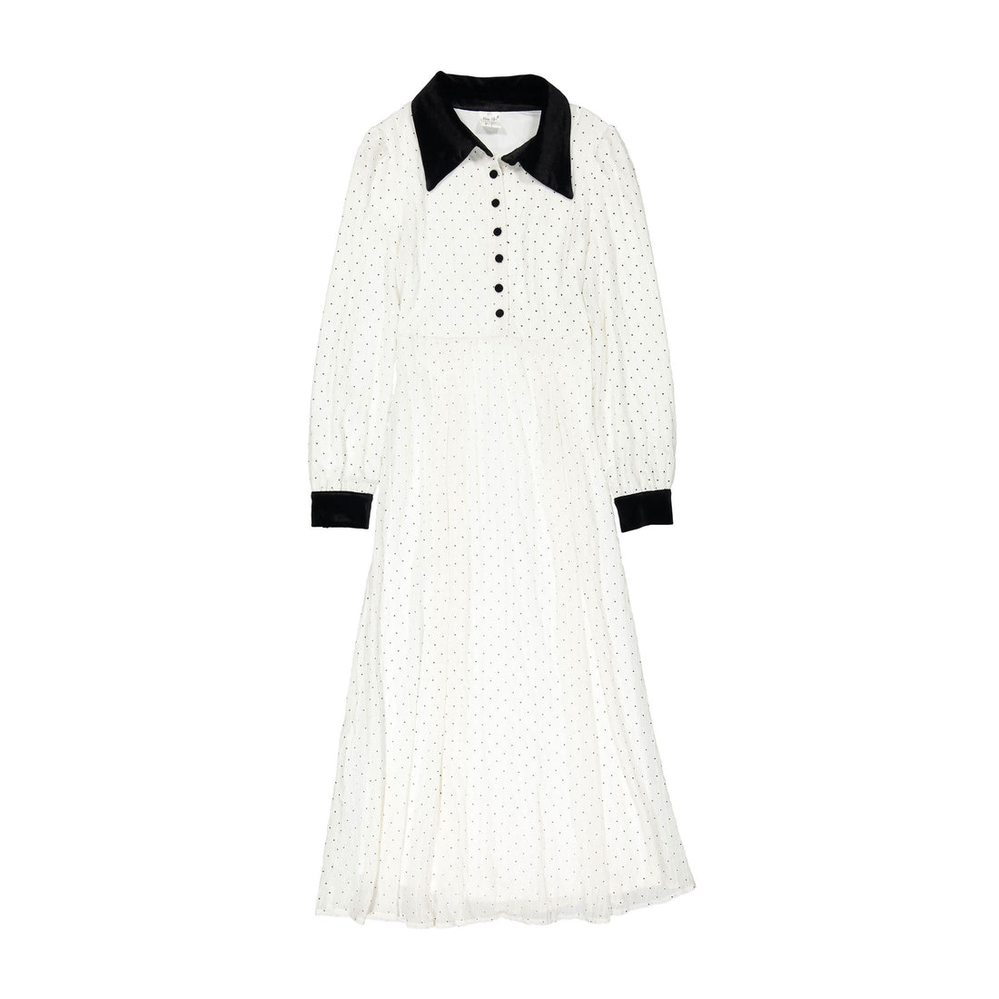 A4 Cream Polka Dot Collared Dress