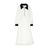 A4 Cream Polka Dot Collared Dress