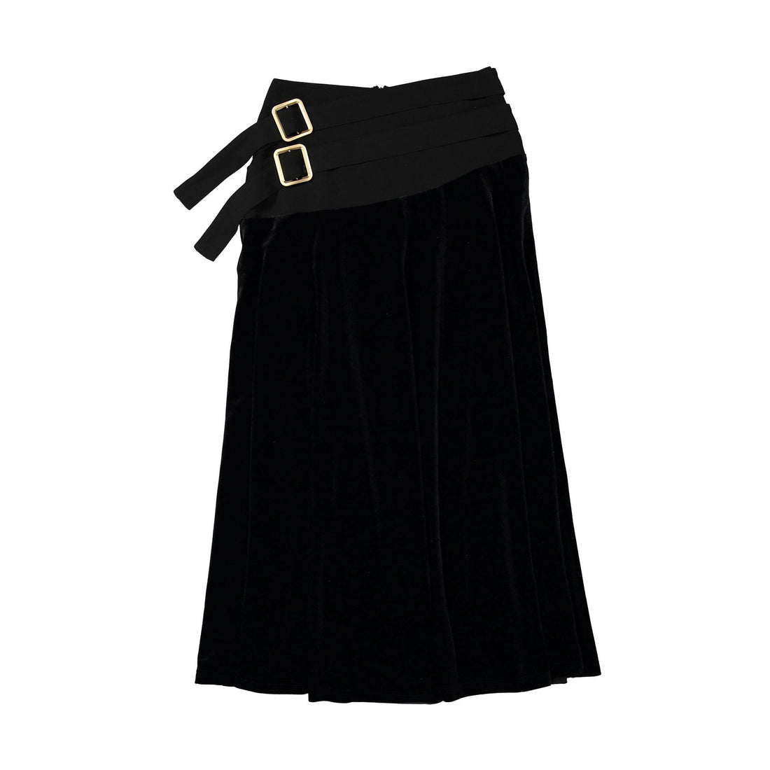 Ava and Lu Black Velvet Buckle Skirt