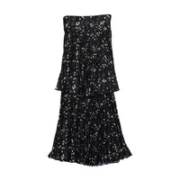 Ava and Lu Black Floral Buds Layered Skirt