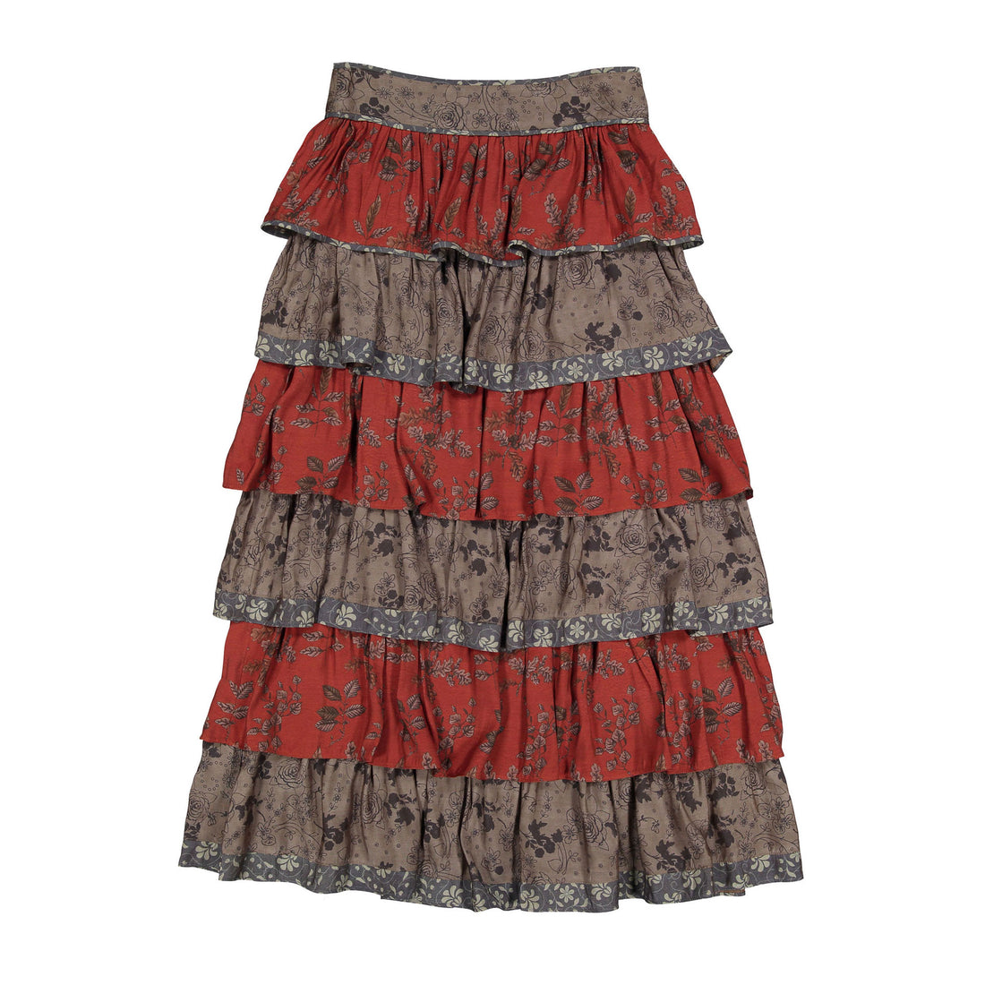Ava and Lu Taupe Rustic Ruffle Layered Skirt