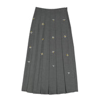 A4 Grey Embellished Pleated Skirt