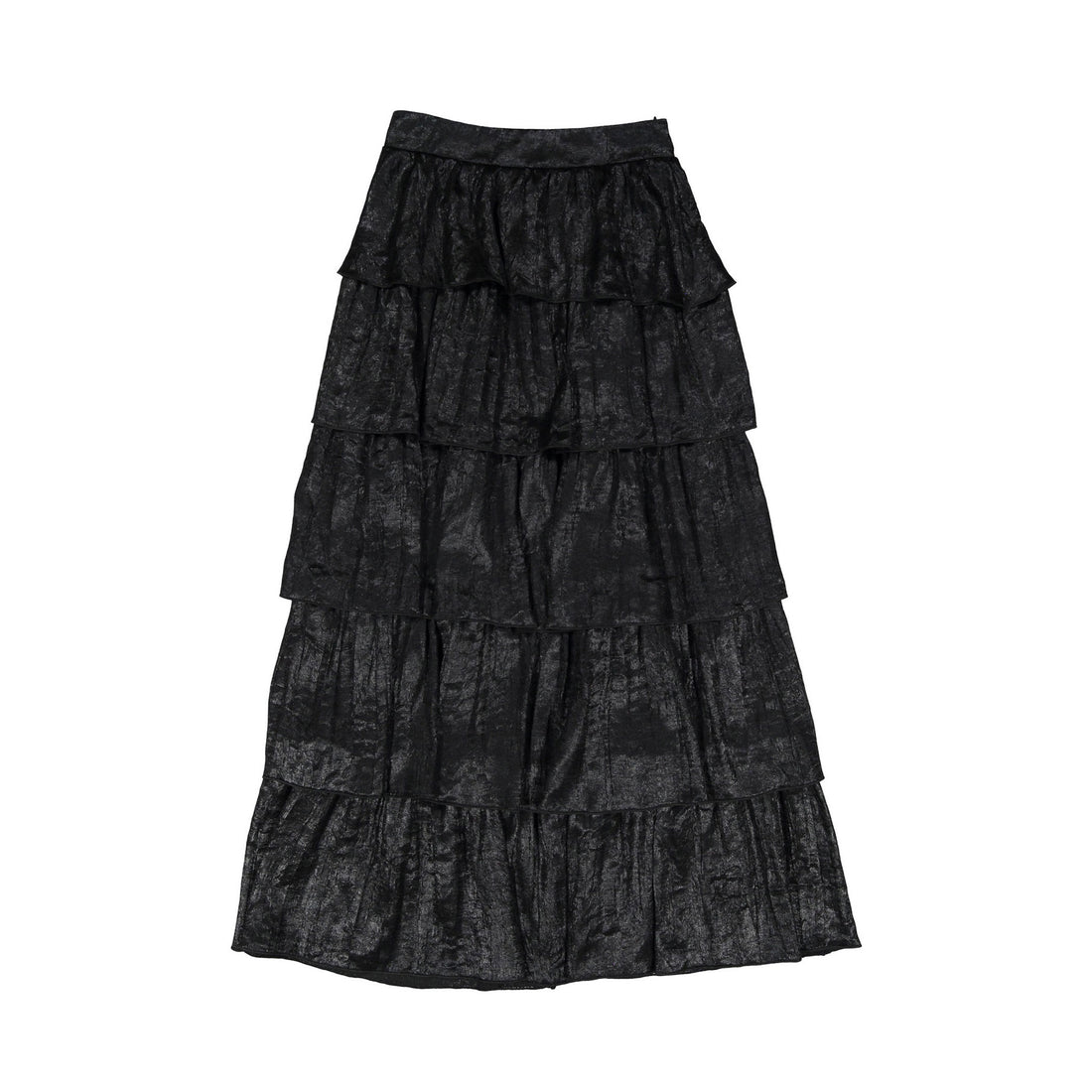 A4 Black Shiny Ruffles Skirt