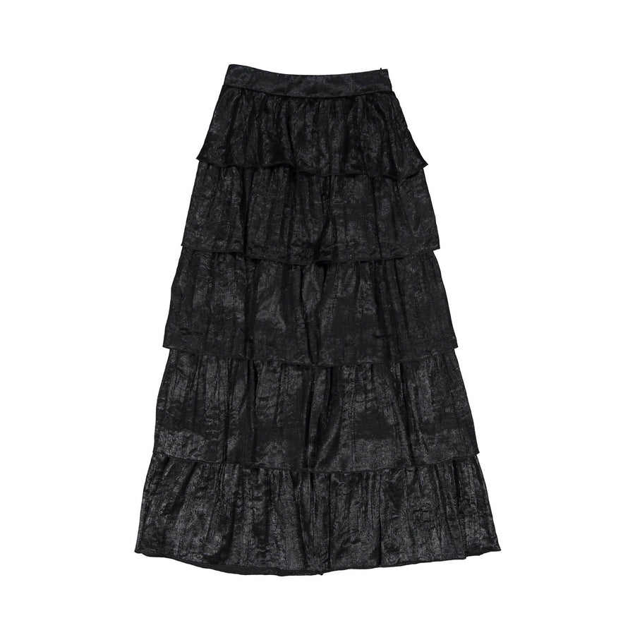 A4 Black Shiny Ruffles Skirt