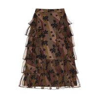 Ava and Lu Mauve Patch Floral Ruffle Skirt