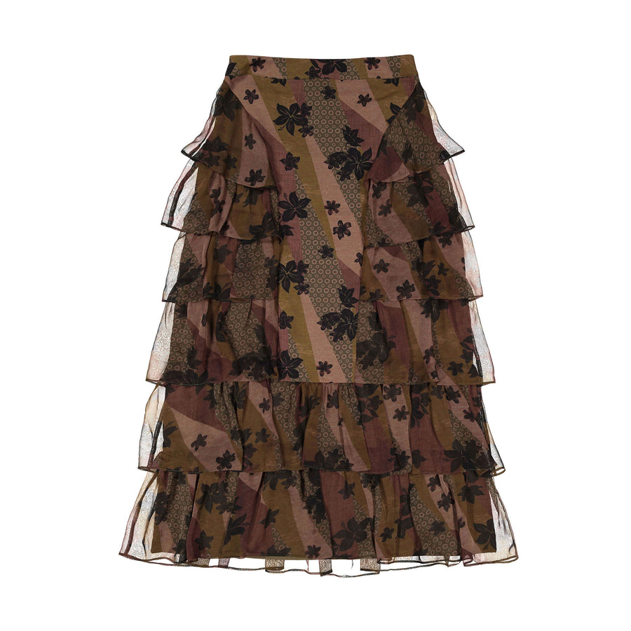 Ava and Lu Mauve Patch Floral Ruffle Skirt