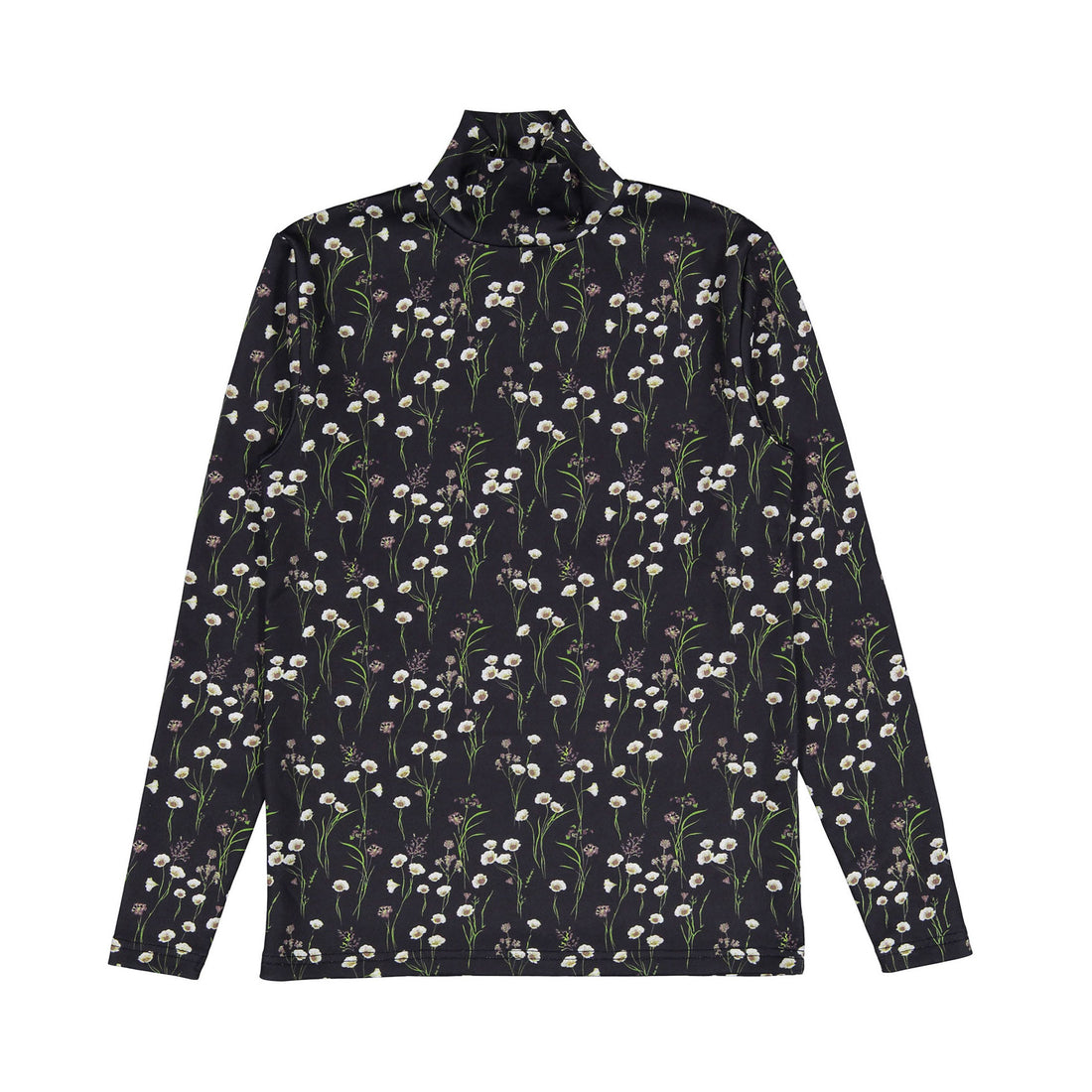 Ava and Lu Black Floral Buds Turtleneck
