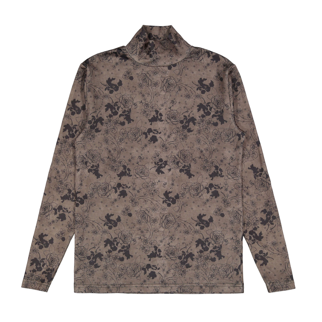 Ava and Lu Taupe Rose Printed  Knit Turtleneck