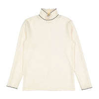 Ava and Lu Cream Scalloped Trim Turtleneck