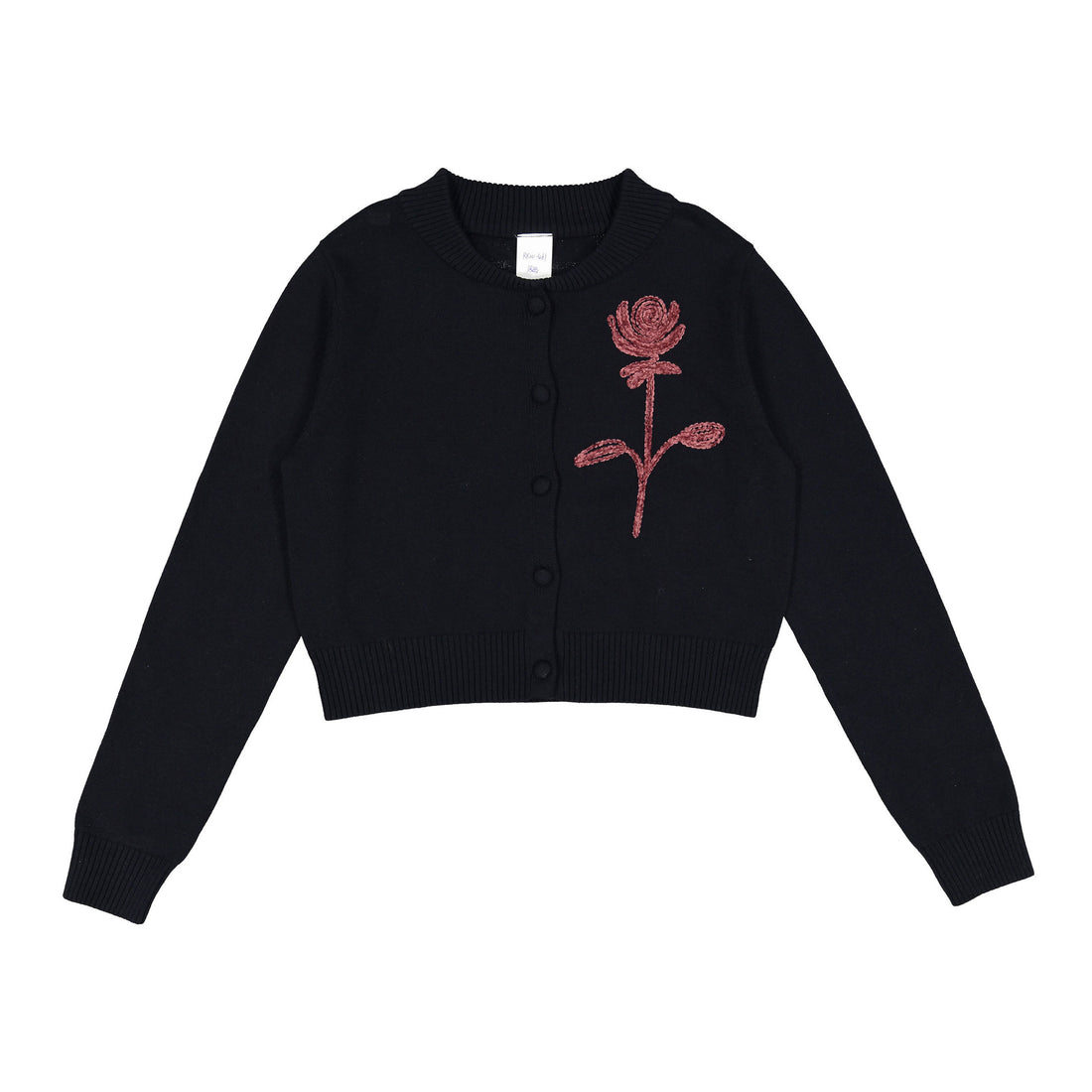 Ava and Lu Black Rose Embroidered Cardigan