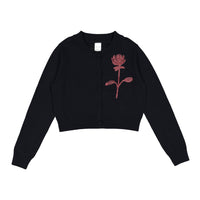Ava and Lu Black Rose Embroidered Cardigan
