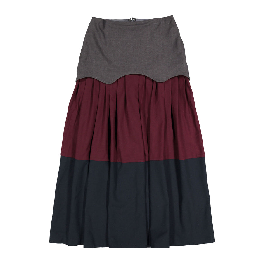 Ava and Lu Grey/ Burgundy/ Navy Skirt