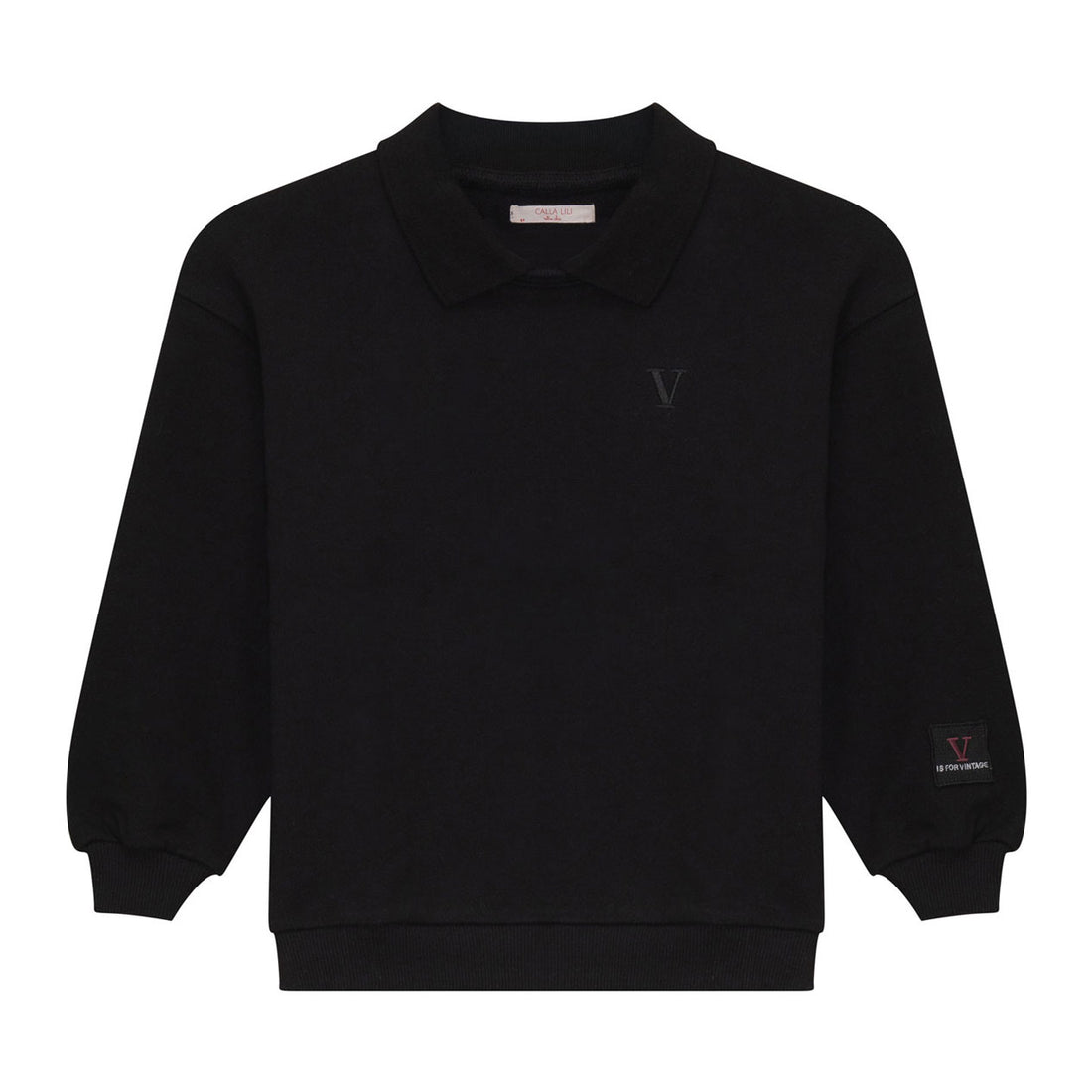 Calla Lili Black Collar Sweatshirts