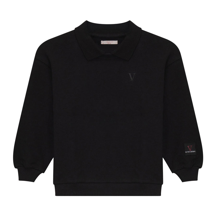 Calla Lili Black Collar Sweatshirts
