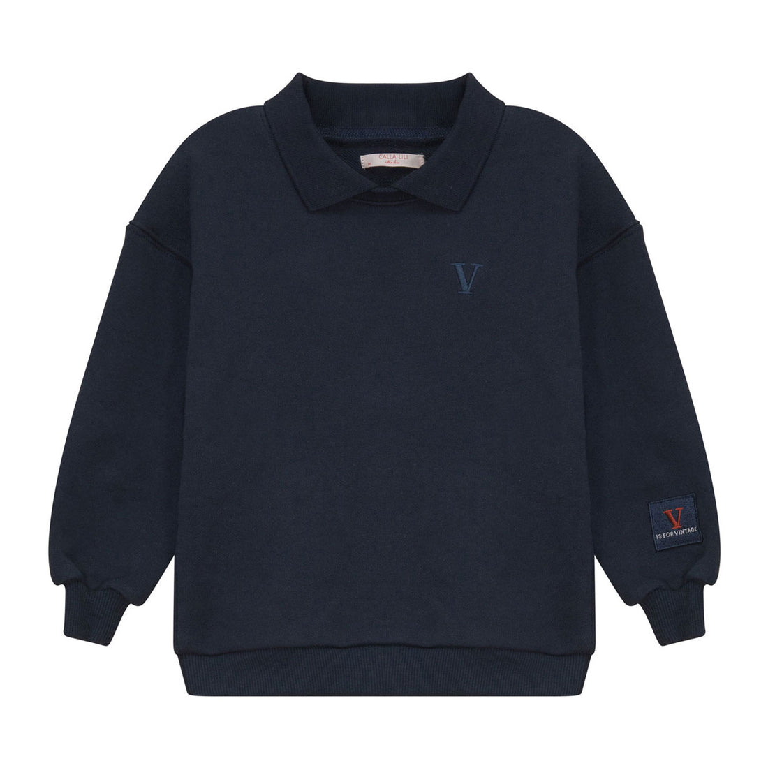 Calla Lili Navy Collar Sweatshirts
