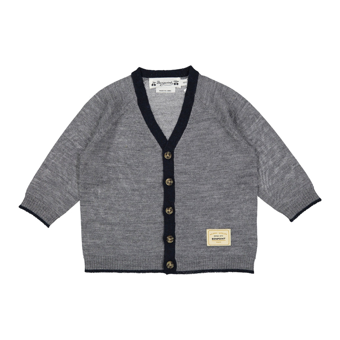 Bonpoint Grey Teotim Baby Cardigan