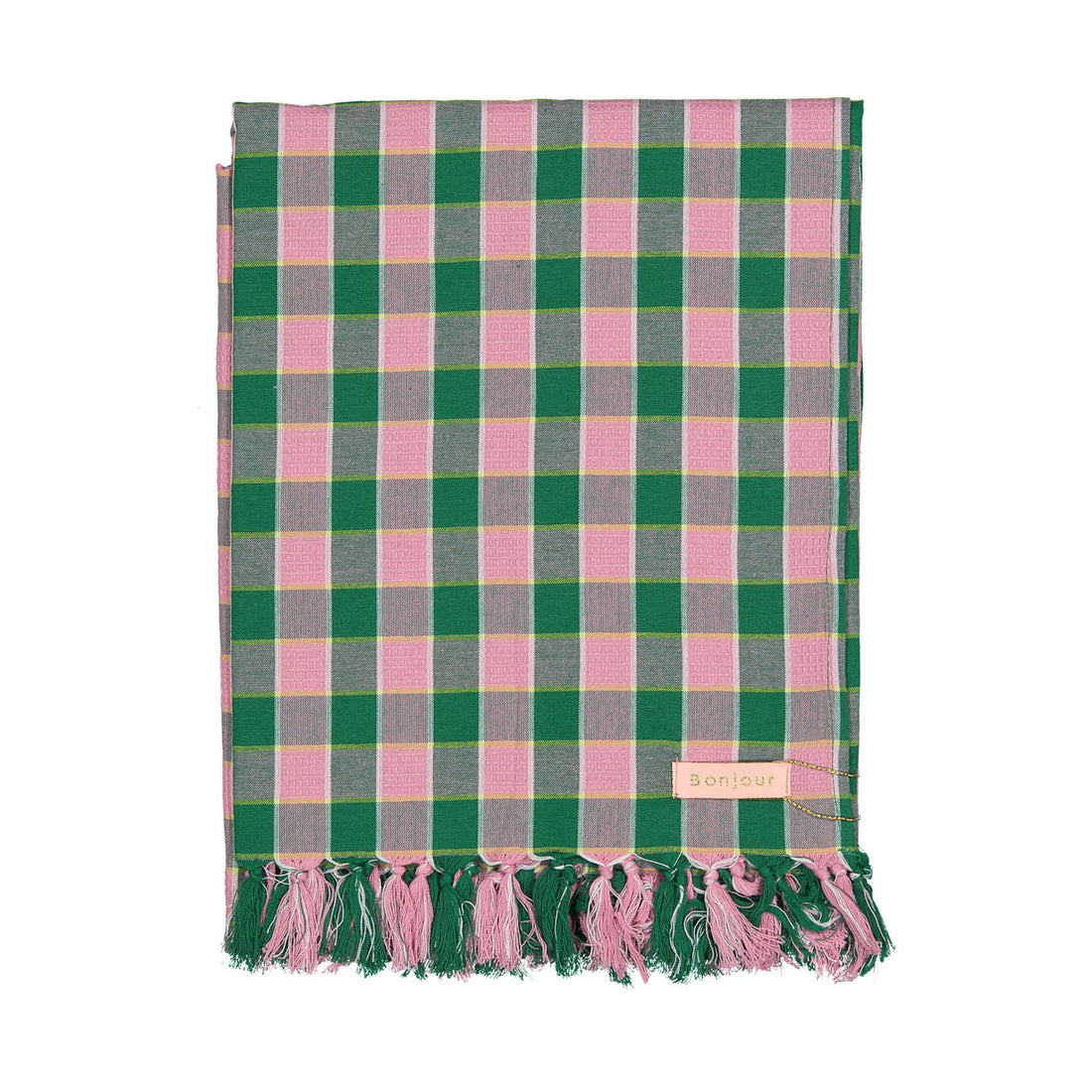 Bonjour Pink Green Honeycomb Check Pareo