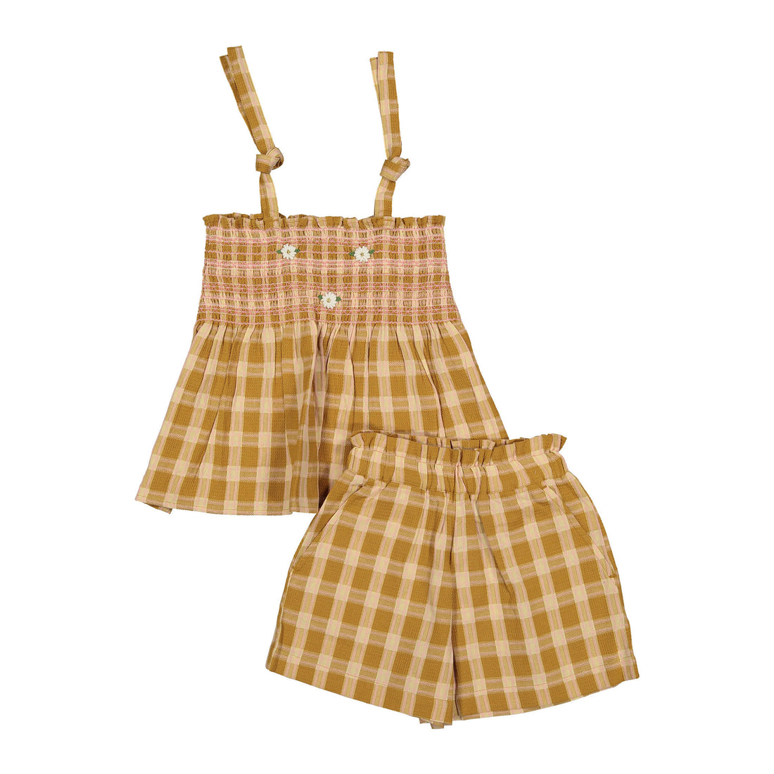 Bonjour Caramel Honeycomb Check Set - Short Pant