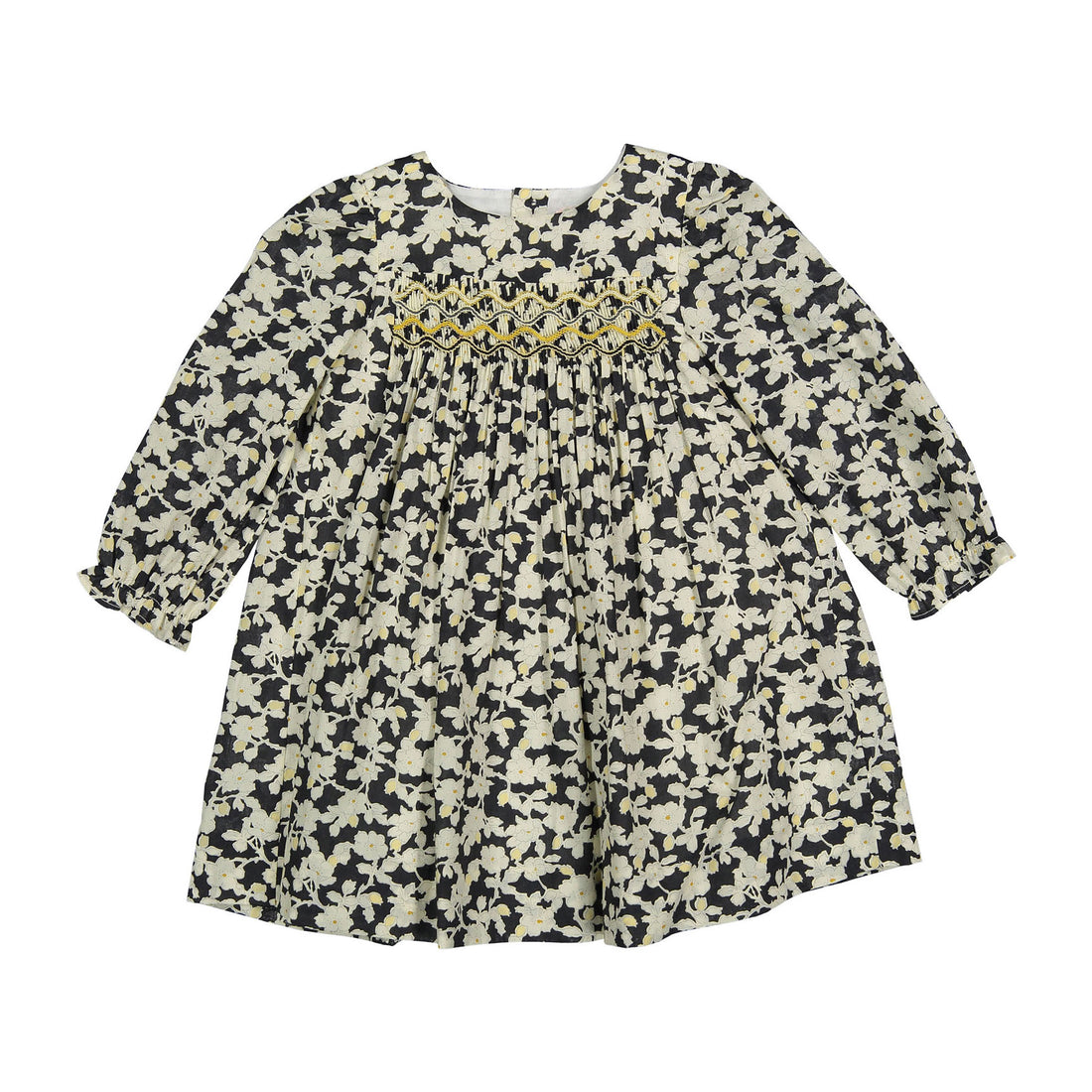 Bonpoint - Jailys smocked and embroidered dress in Liberty fabric in organic cotton - Black