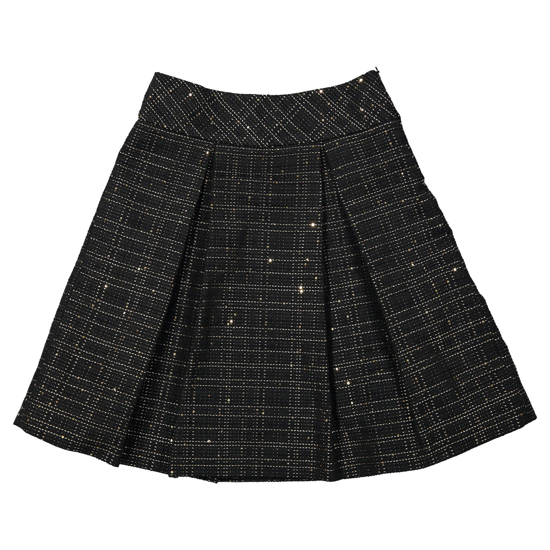 Mimisol Black Jacquard Pleated Long Skirt