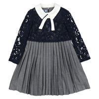 Mimisol Dark Blue Grey Pleated Velvet Dress