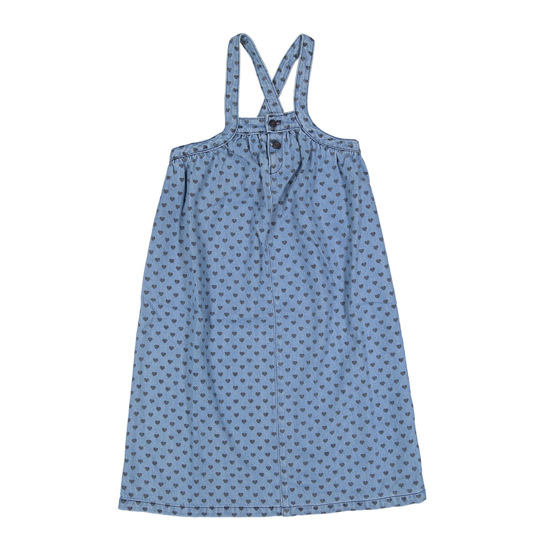 Piupiuchick Washed Blue Denim Hearts Knee Length Dress