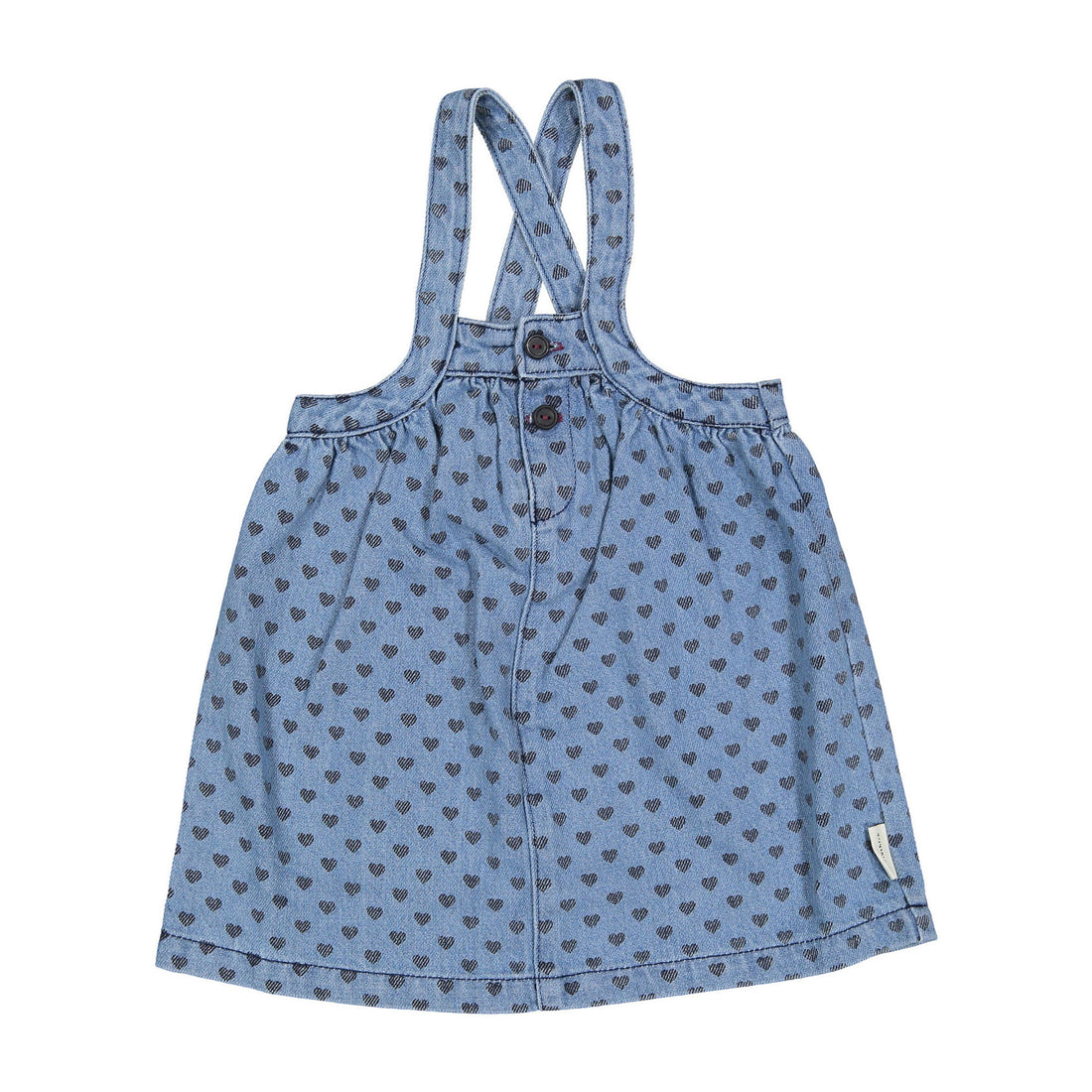 Piupiuchick Washed Blue Denim Hearts Strap Dress