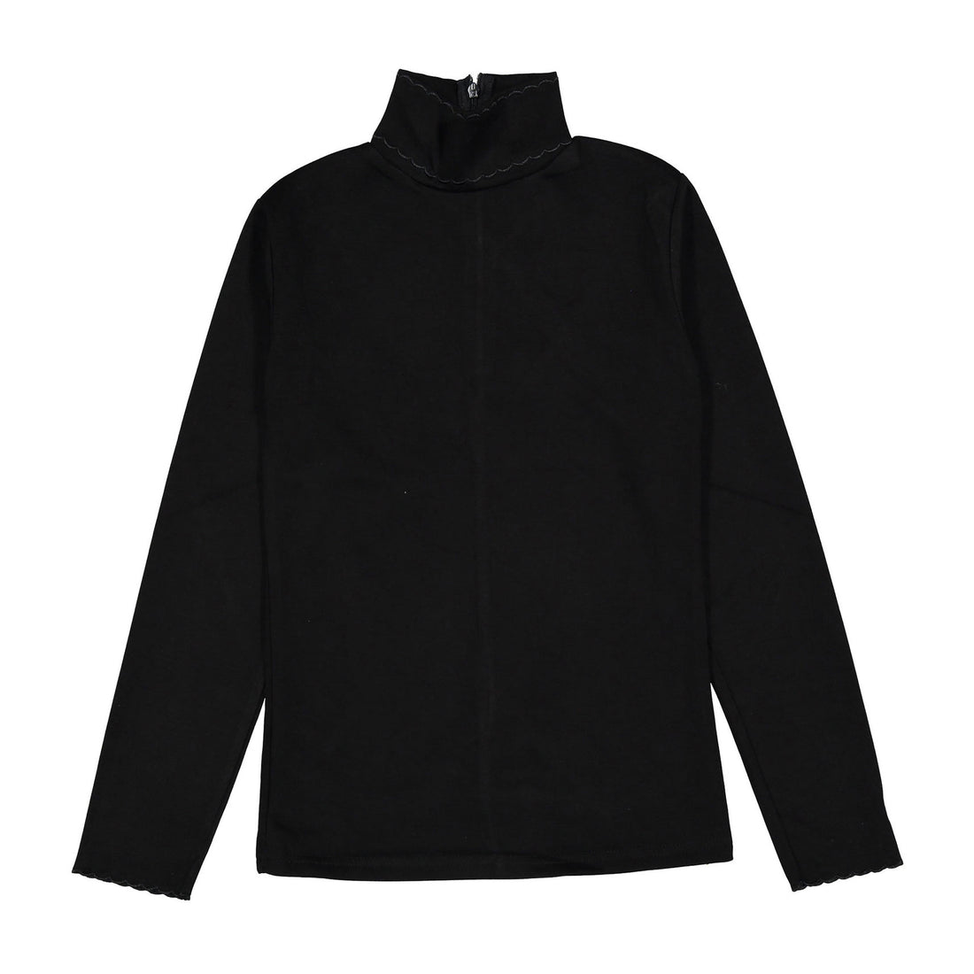 Ava and Lu Black Scalloped Trim Turtleneck