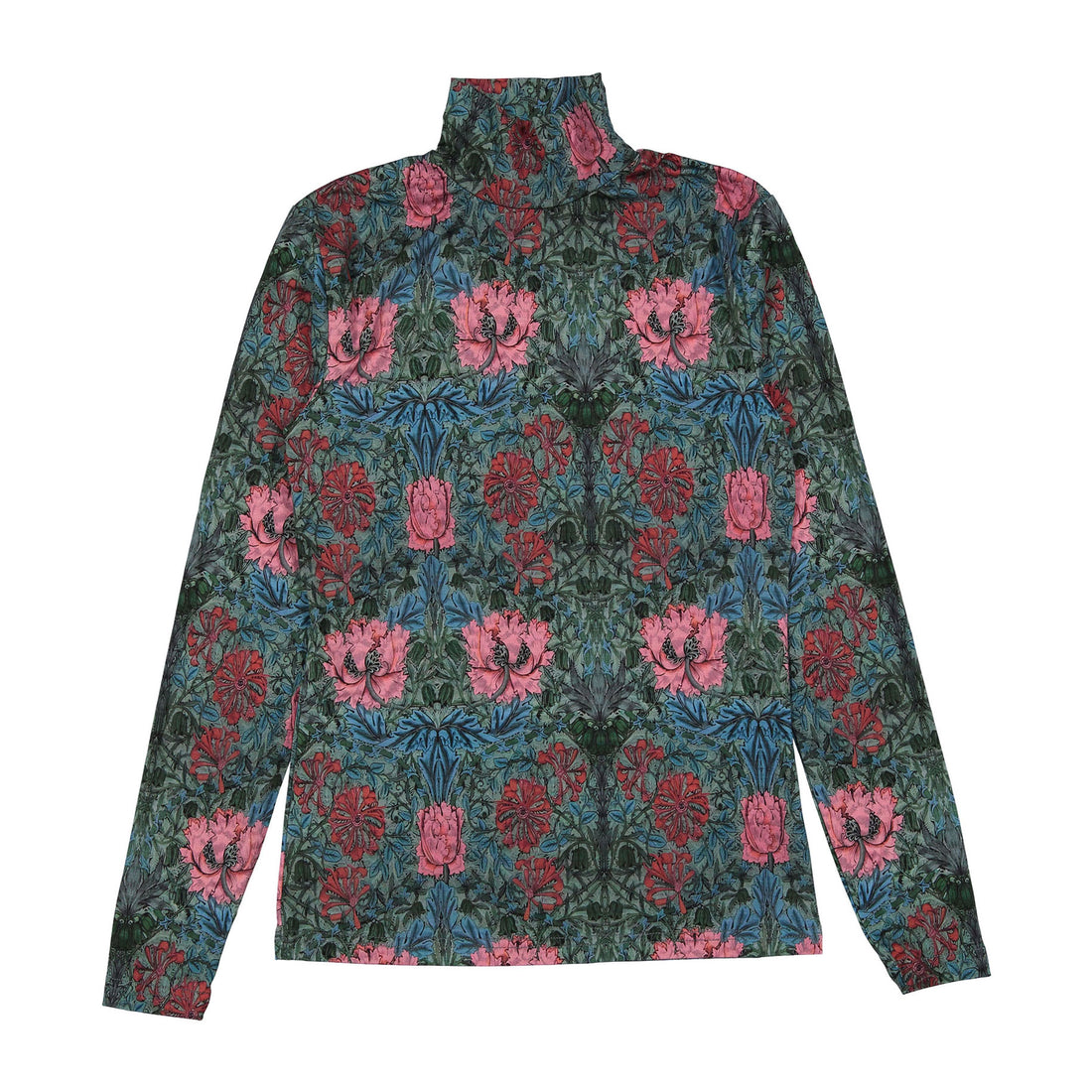 Darlin Green Floral Turtleneck