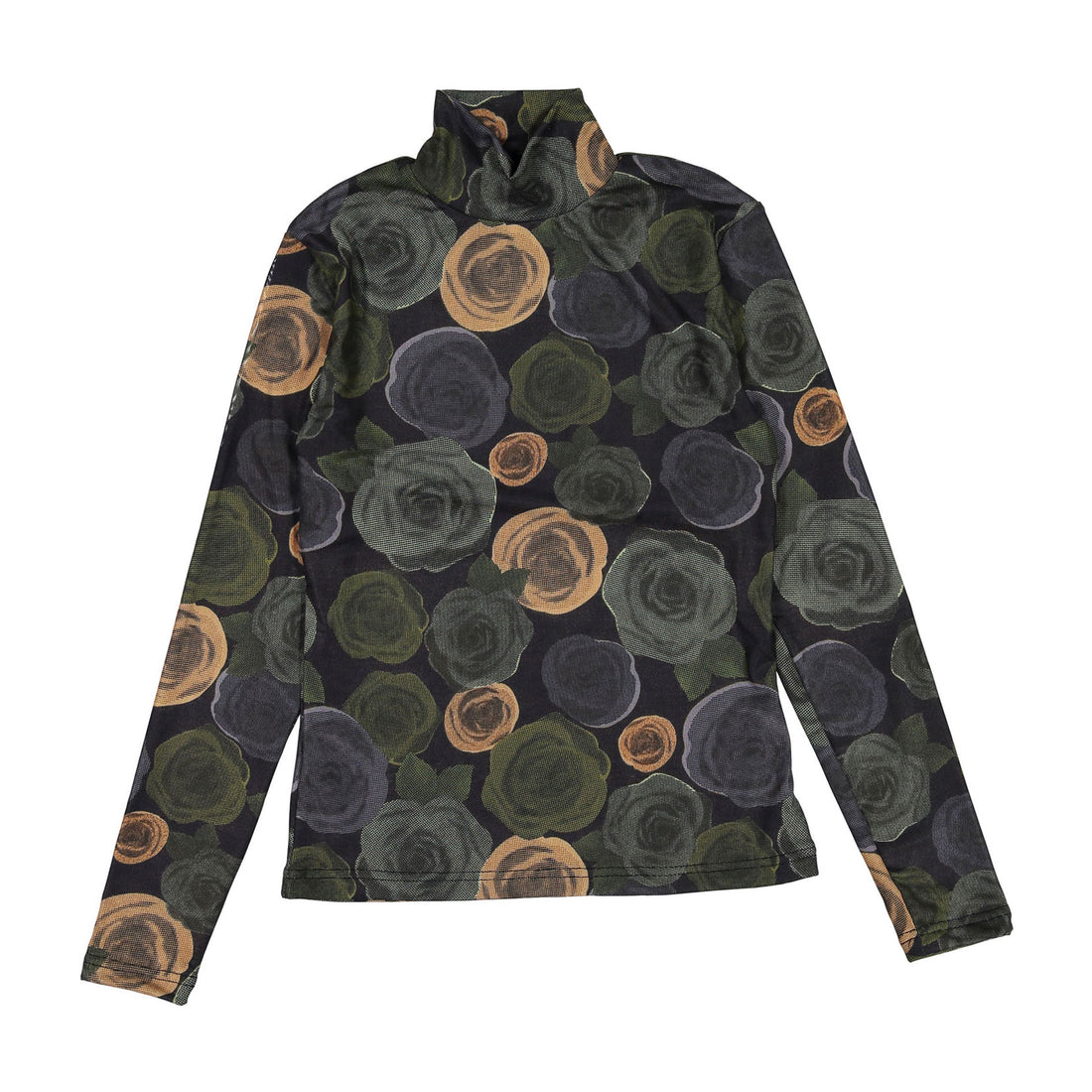 Ava and Lu Roses Mesh Turtleneck