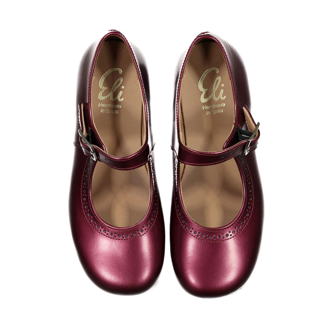 Papanatas Burgundy Patent Old School Buckle Mary Janes