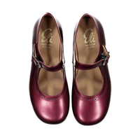 Papanatas Burgundy Patent Old School Buckle Mary Janes
