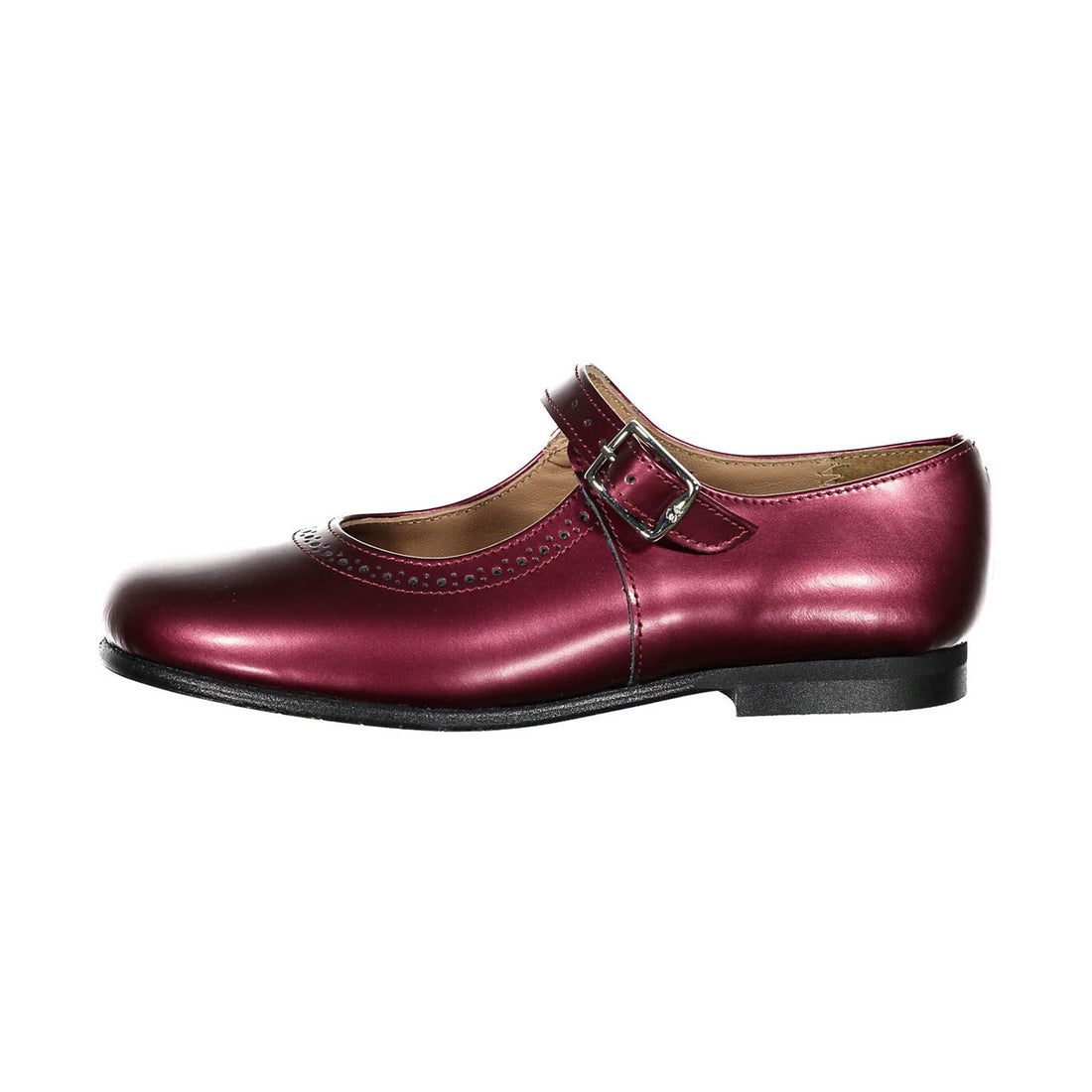 Papanatas Burgundy Patent Old School Buckle Mary Janes