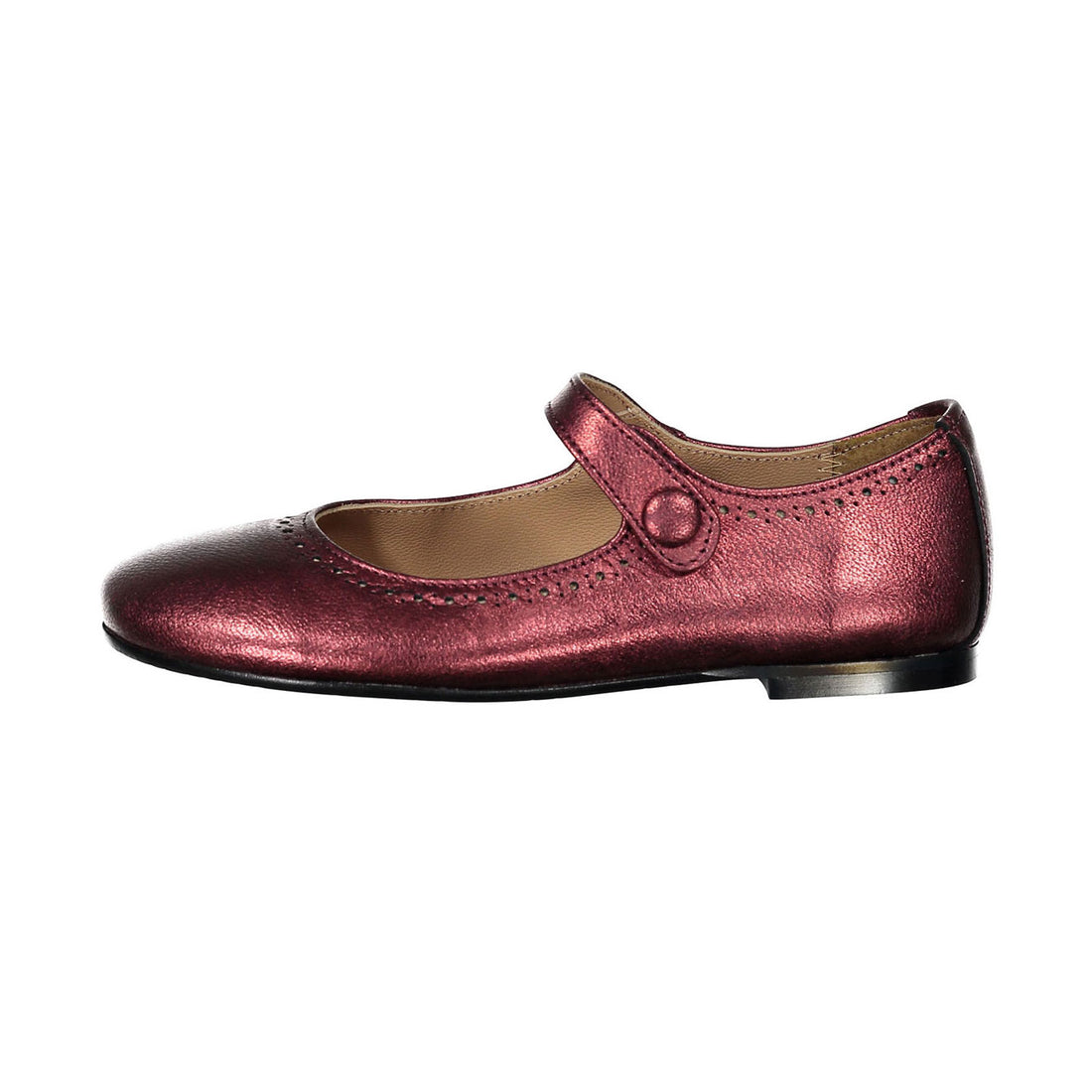 Papanatas Burgundy Metallic Dot Detail Mary Janes