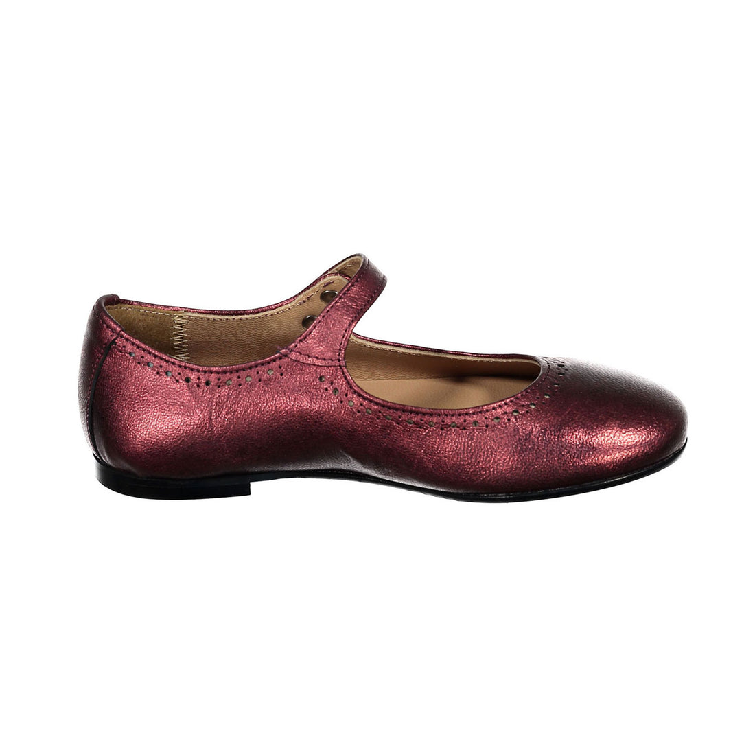 Papanatas Burgundy Metallic Dot Detail Mary Janes