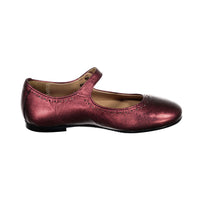 Papanatas Burgundy Metallic Dot Detail Mary Janes