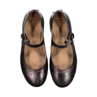 Papanatas Purple Metallic Dot Detail Mary Janes