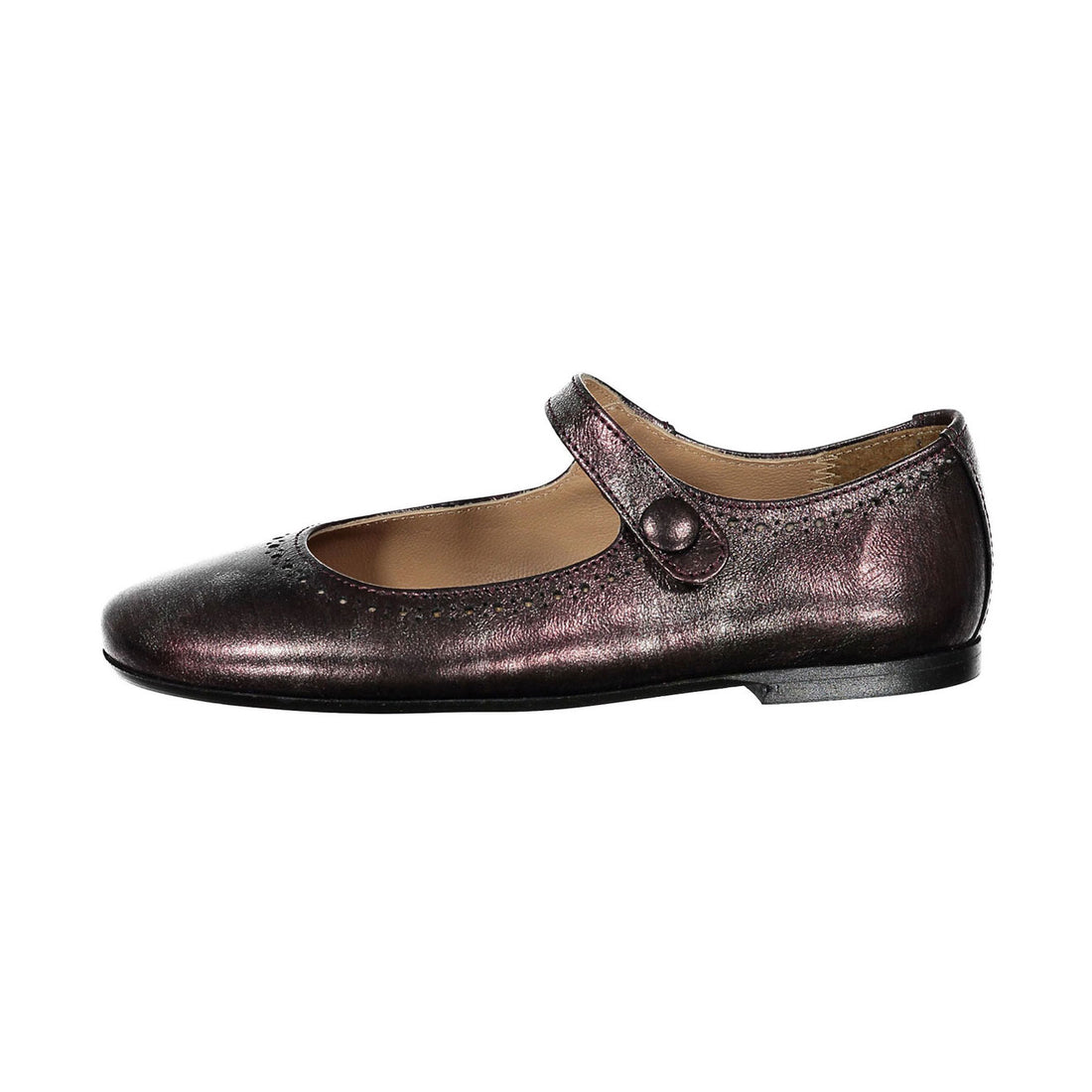 Papanatas Purple Metallic Dot Detail Mary Janes